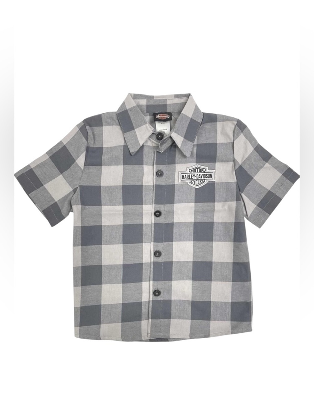 Harley-Davidson Boys' Gray & White Plaid Short-Sleeve Button-Down Shirt
